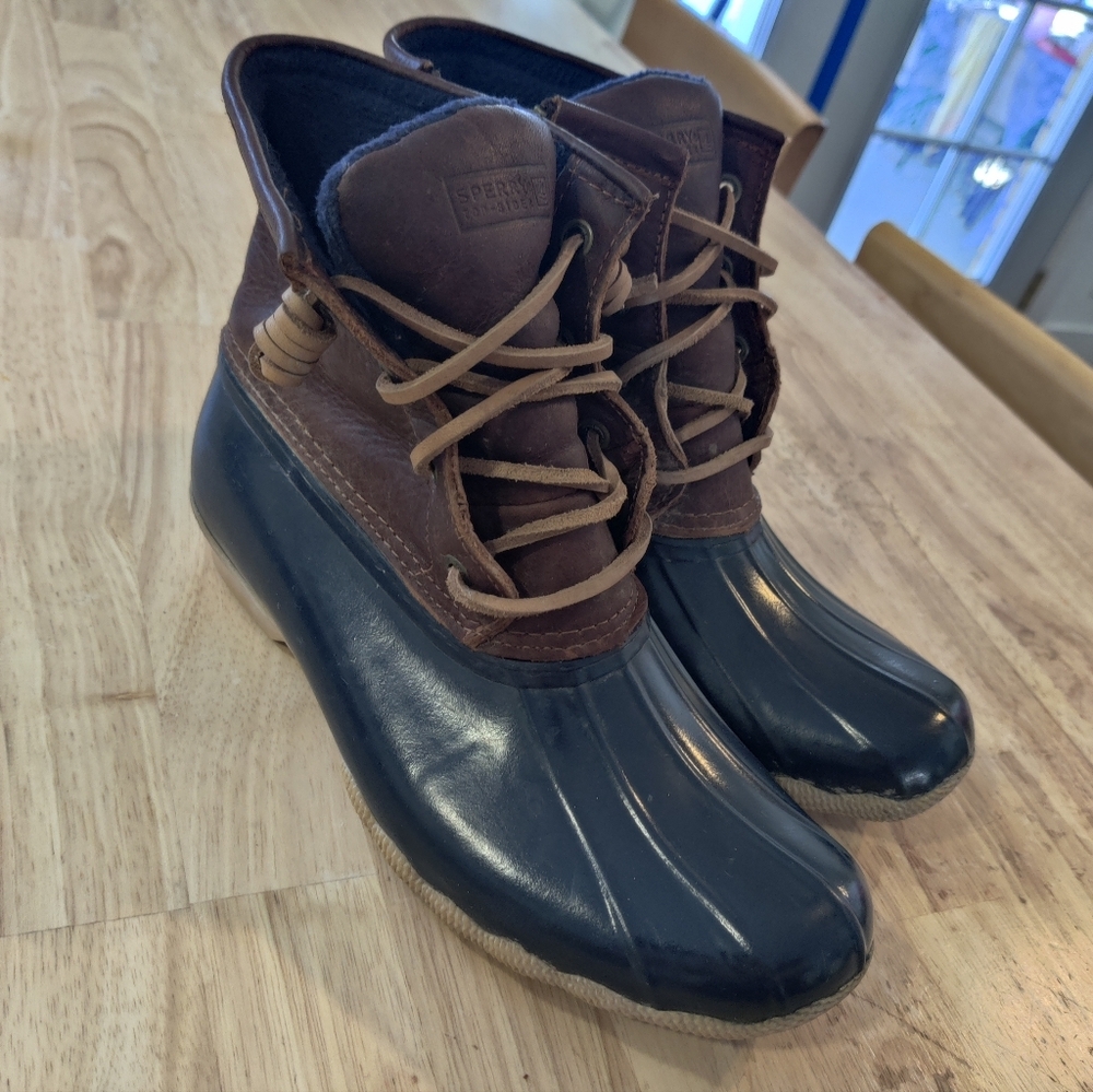 Sperry Duck Boots - Navy and Brown Women's 7 - Picture 6 of 6